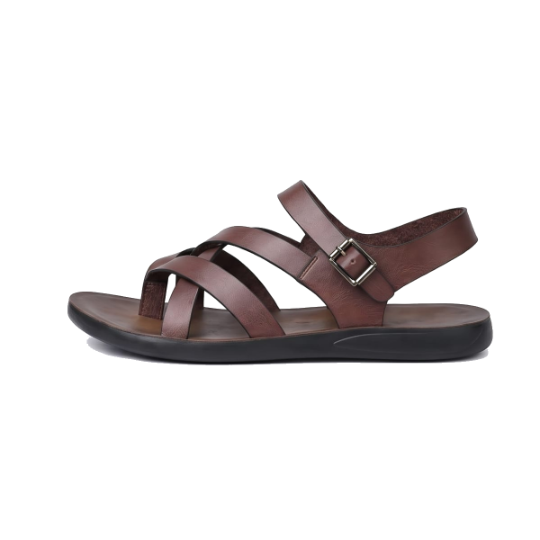 Brown Woven Leather Strap Sandal